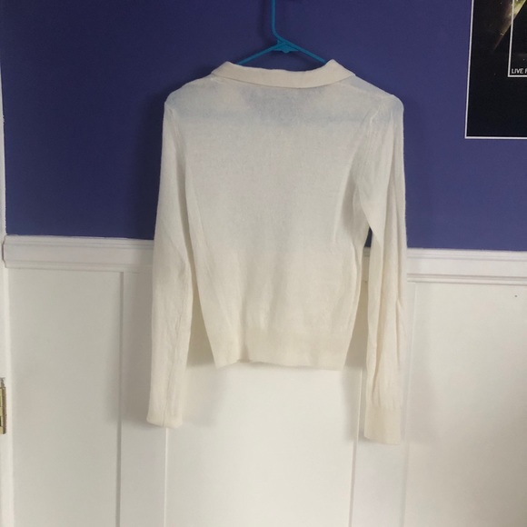 zara polo wool blend knit collared ecru sweater - Picture 2 of 4